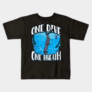 One Dive One Breath Apnea Free Dive Gifts Ocean Freediving Kids T-Shirt